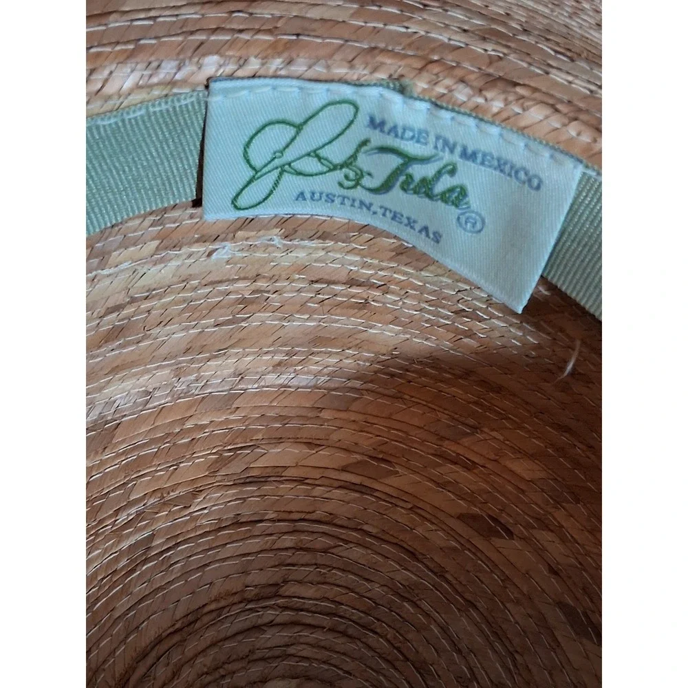 Tula Palm Straw Sun Hat Wide Brim Boater Garden Beach Hat Tan Brown Mexico